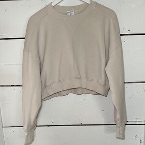 Offline by Aerie Beige Cloud Fleece Cropped Crewneck Sweatshirt